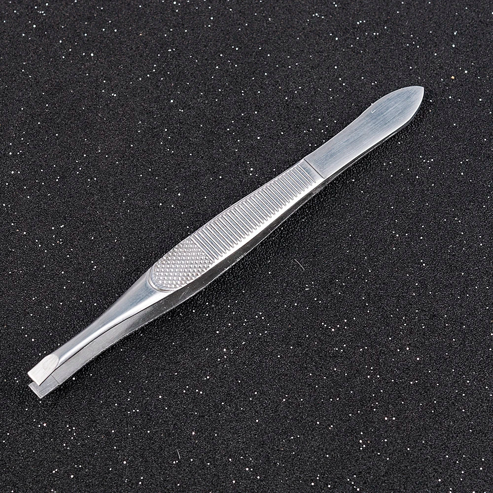 1PCS Eyebrow Hair Tweezers Professional Eyebrow Hair Removal Tweezer Flat Tip Tool Stainless Steel Convenient Small No Rust