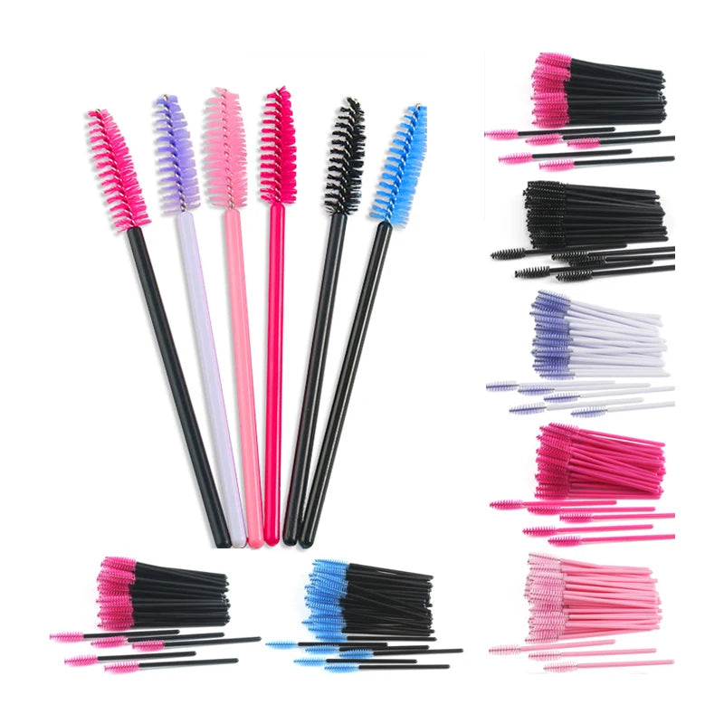 50Pcs Eyelash Extension Disposable Eyebrow Brush Mascara Wand Applicator Spoolers Eye Lashes Cosmetic Brushes Set Makeup Tools