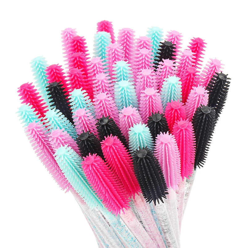 50 pcs Silicone Crystal Mascara Wands Applicator Disposable Diamond Eyelash Brushes Comb For Women Beauty Makeup Brush Tools