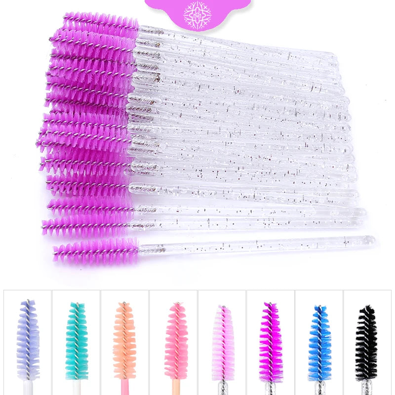 50Pcs Eyelash Extension Disposable Eyebrow Brush Mascara Wand Applicator Spoolers Eye Lashes Cosmetic Brushes Set Makeup Tools