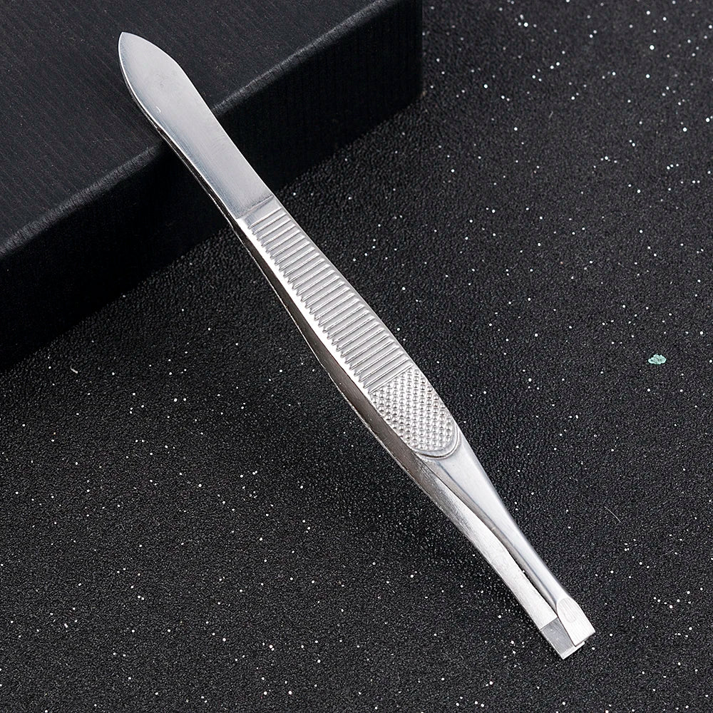 1PCS Eyebrow Hair Tweezers Professional Eyebrow Hair Removal Tweezer Flat Tip Tool Stainless Steel Convenient Small No Rust