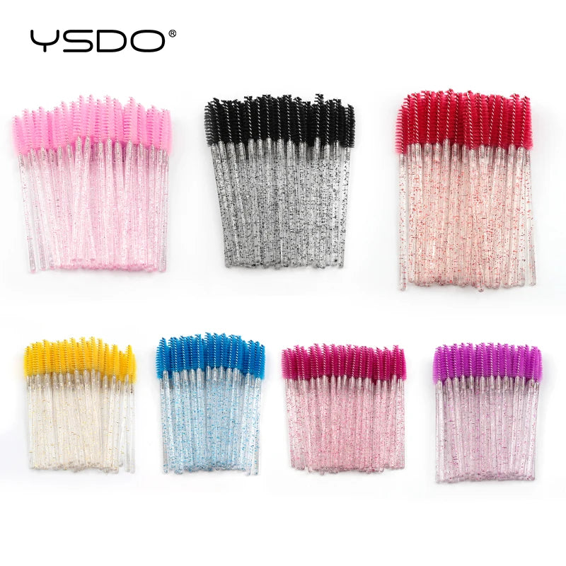 Disposable 5-50 Pcs Crystal Eyelash Brushes Diamond Handle Mascara Wands Eyelash Extension Makeup Tools Eyelash Brush wholesale