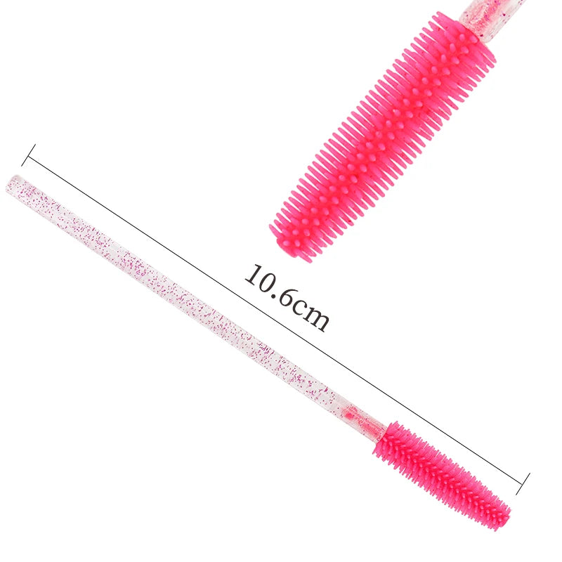 50 pcs Silicone Crystal Mascara Wands Applicator Disposable Diamond Eyelash Brushes Comb For Women Beauty Makeup Brush Tools