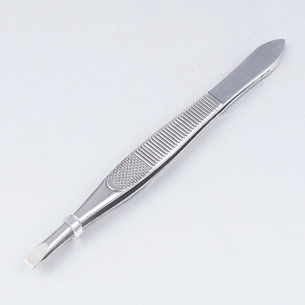 1PCS Eyebrow Hair Tweezers Professional Eyebrow Hair Removal Tweezer Flat Tip Tool Stainless Steel Convenient Small No Rust