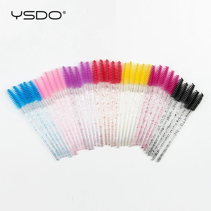 Disposable 5-50 Pcs Crystal Eyelash Brushes Diamond Handle Mascara Wands Eyelash Extension Makeup Tools Eyelash Brush wholesale