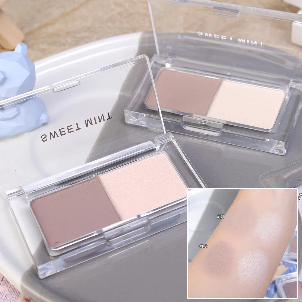 Two-color Bronzer Matte Highlighter Contour Palette Contour Powder Waterproof High Gloss Nose Shadow Brighten Face Makeup