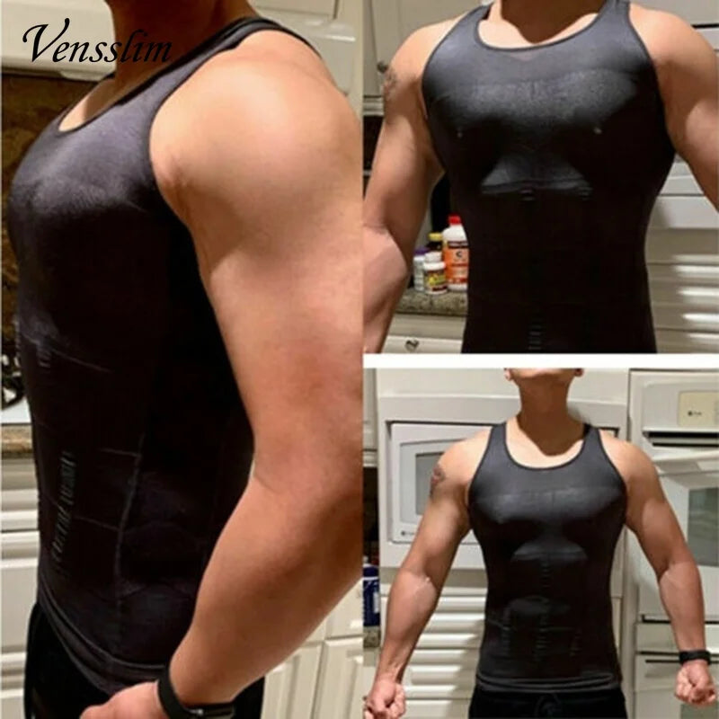 Compression Shirt Slimming Body Shaper Vest Men Gym Workout Sleeveless Gynecomastia Abdomen Waist Trainer Shapewear