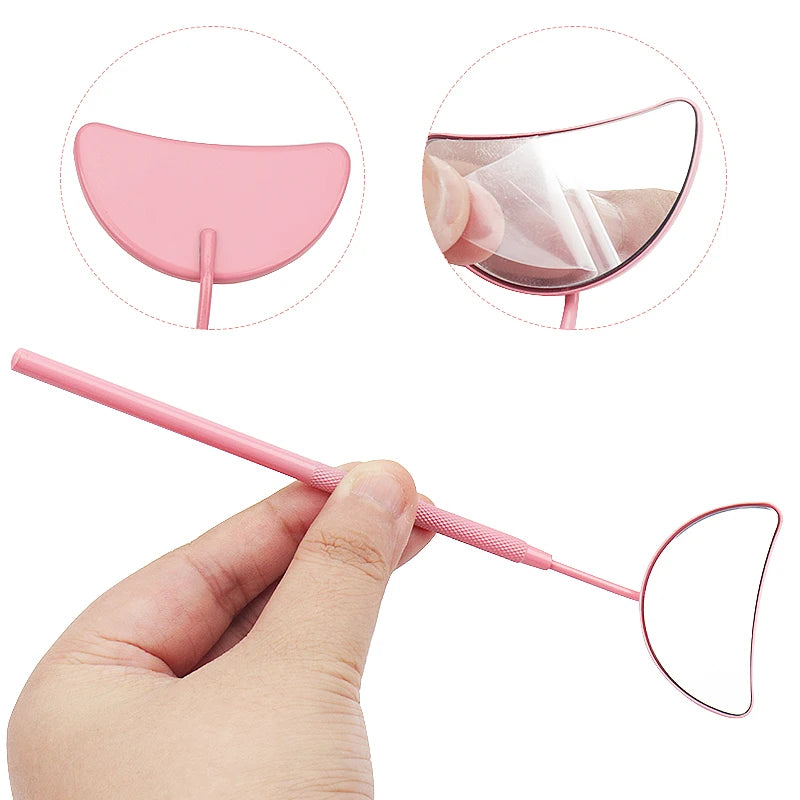 1pcs Eyelash Extension Mirror Moon Shaped Detachable Stainless Steel Lash Lifting Makeup Mirror Beauty Tool Accessories Supplies