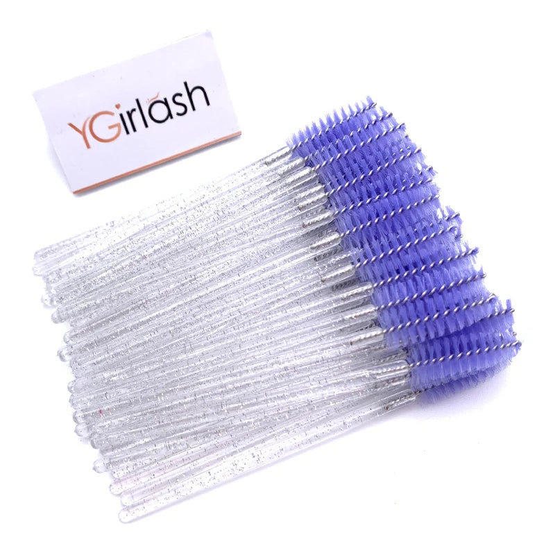 YGirlash Wholesale Good Quality Disposable 50 PCS/Pack Crystal Eyelash Makeup Brush Mascara Wands Lash Extension Tools