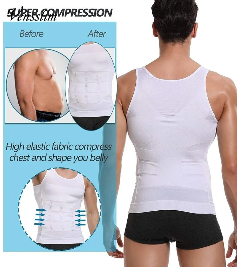 Compression Shirt Slimming Body Shaper Vest Men Gym Workout Sleeveless Gynecomastia Abdomen Waist Trainer Shapewear