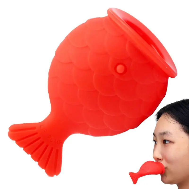 Fish Shape Red Lip Plumper Enhancer Tool Women Sexy Silicone Full Lip Plumper Fish Labium Mouth Pout Shape Thicken Plump