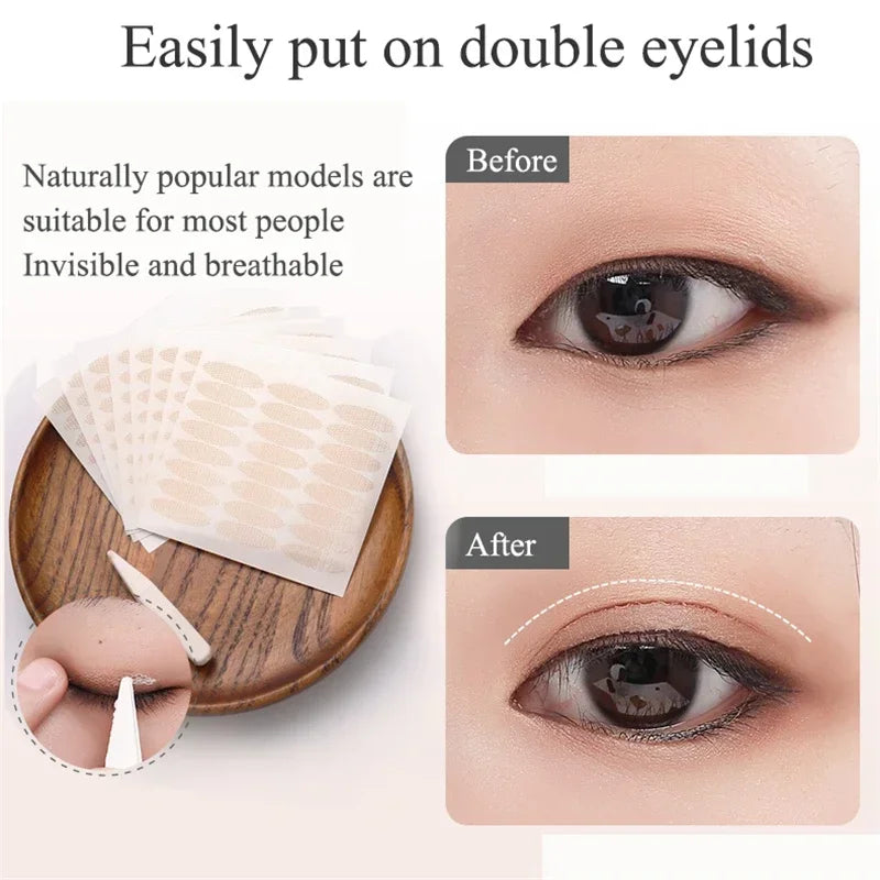 Lace Mesh Olive-shaped Eyelid Paste-shaped Invisible Double Fold Eyelid Shadow Tape Sticker Beauty Makeup Eyelid Tool 180-480Pcs