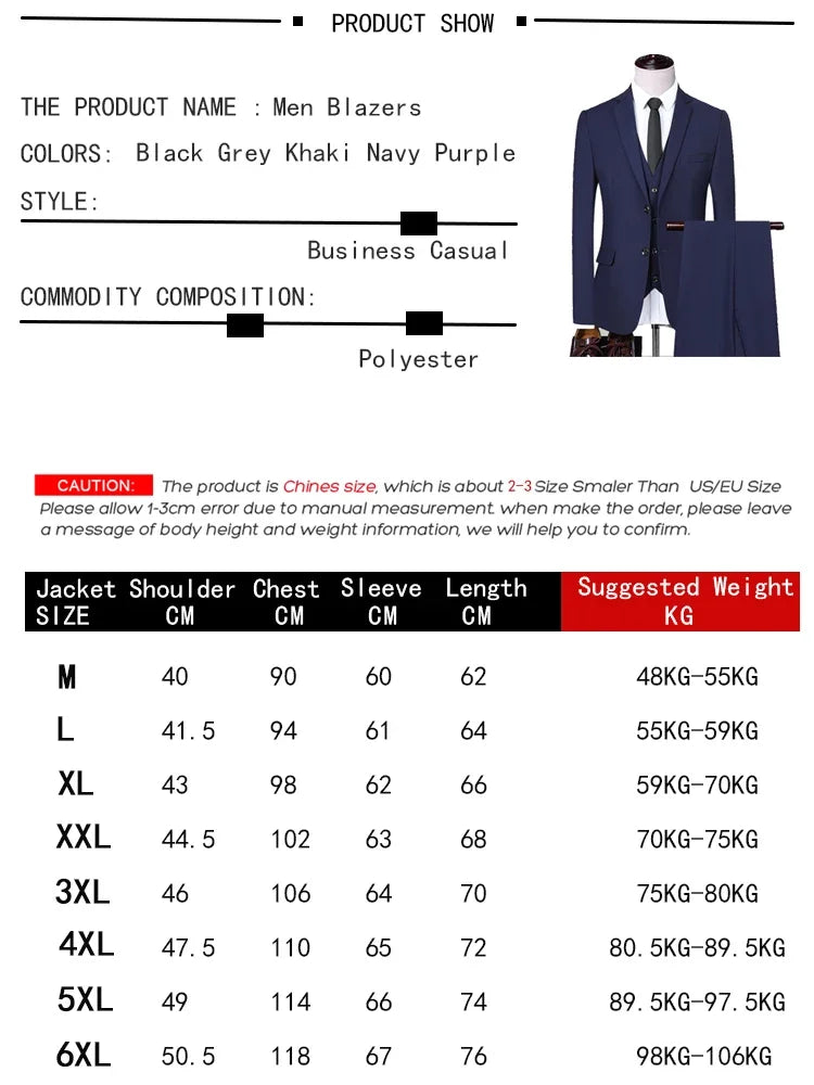 Men Suits Wedding Elegant 3 Pieces Groom's 2 Outfit Set High Quality 2024 Blazers Jackets Vest Pants Luxury Formal Clothing