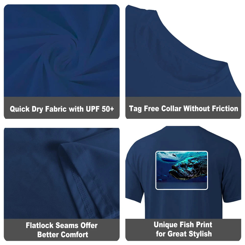 2024 Blue Fishing Shirt Uv Protection/Outdoor Fishing Apparel Shirts Quick Drying and Breathable UPF 50+Man Clothing Tops