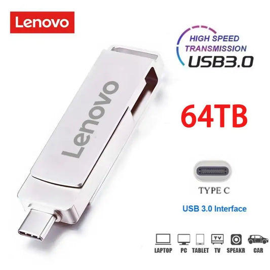 Lenovo Metal 2TB USB Disk Flash Drive USB3.0 High Speed File Transfer 16TB 8TB Ultra-large Capacity Waterproof Memoria USB Stick