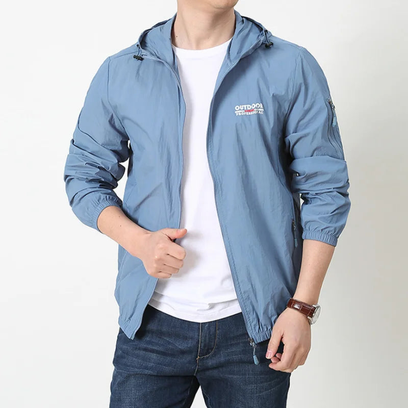 Men Sun Protection Clothing Summer New Outdoor Windbreaker Jacket Solid Zipper Breathable UV Resistant Quick Dry Skin Coats 2023