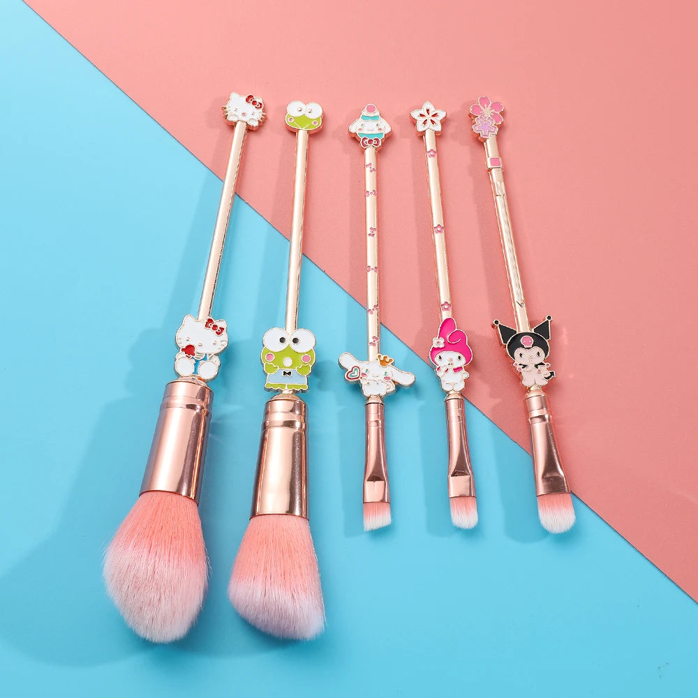 5pcs/set Sanrio Hello Kitty Makeup Brush Cute Kuromi Soft Fluffy for Women's Cosmetic Makeup Foundation Eyeshadow Brush