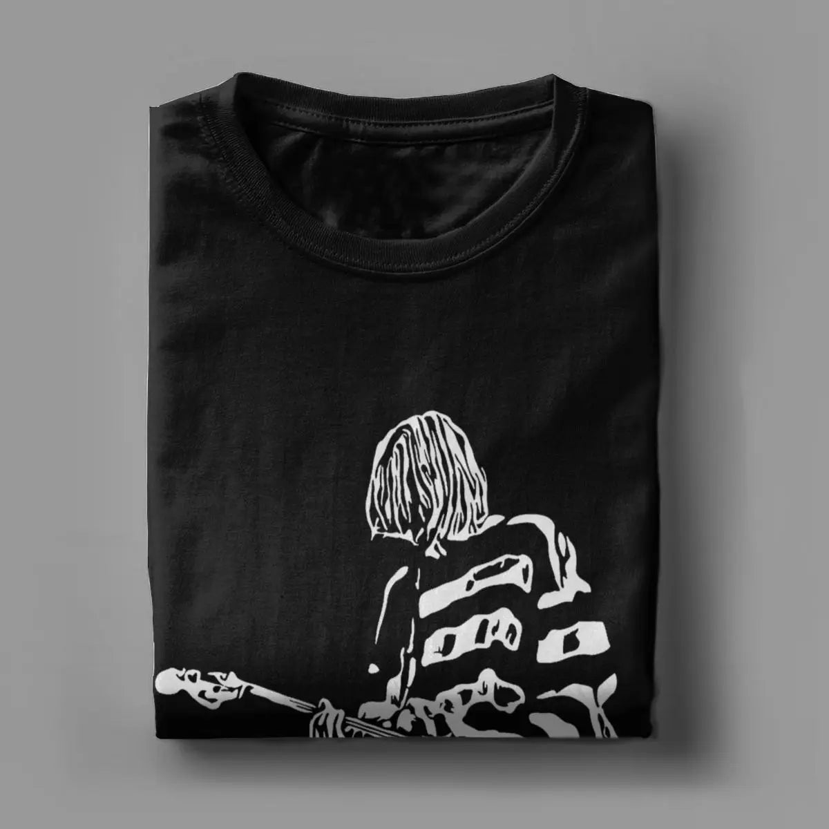 Kurt Cobain Guitar Men's T Shirts Cool Tee Shirt Short Sleeve Crewneck T-Shirt 100% Cotton Classic Clothing