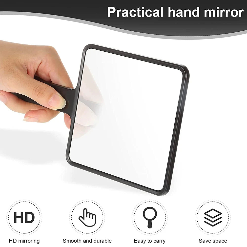 1Pcs Eyelash Extension Mirror Portable Square Plastic Handle Handheld Makeup Vanity Mirror Women Cosmetic Beauty Salon Supplies