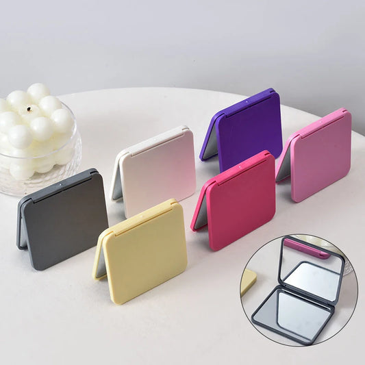 2-Face Makeup Mirror Square Portable Cute Girl'S Gift Hand Mini Mirror Pocket Double-Sided Makeup Mirror Compact Multiple Colors