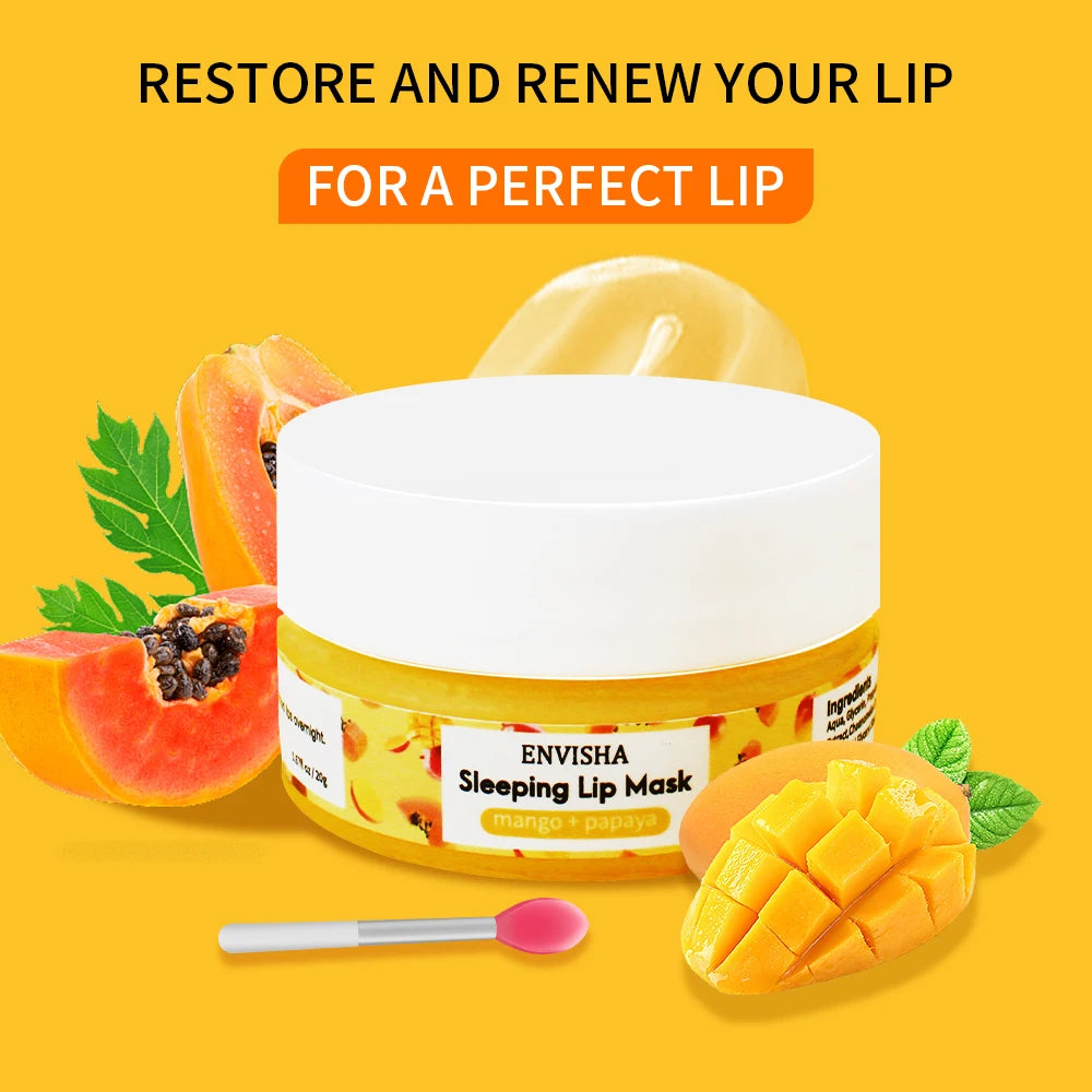 ENVISHA Mango Lip Sleep Mask Night Sleeping Maintenance Moisturizing Fade Lip Lines Nourishing Lip Balm Skin Care Beauty Health