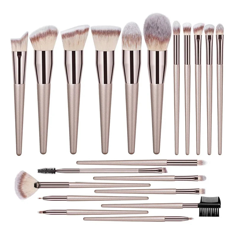 Hot Champagne Makeup Brushes Set for Women Cosmetic Foundation Powder Blush Eyeshadow Kabuki Blending Make Up Brush Beauty Tools