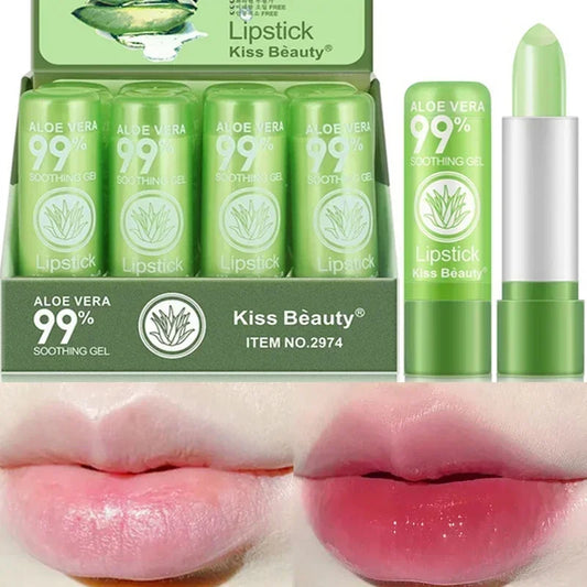 Natural Aloe Vera Moisturizing Lip Balm Color Changing Lipstick Lasting Nourishing Lipsticks Lips Care Korean Makeup Cosmetics