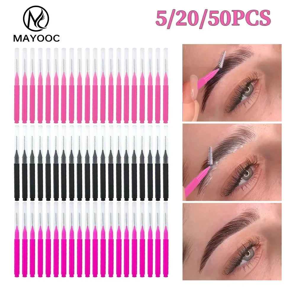 5/10/50PCS Mini Eyebrow Brush Brow Perm Brush Disposable Brow Lifting Brushes Bendable Micro Eyelash Brush Applicators Tools