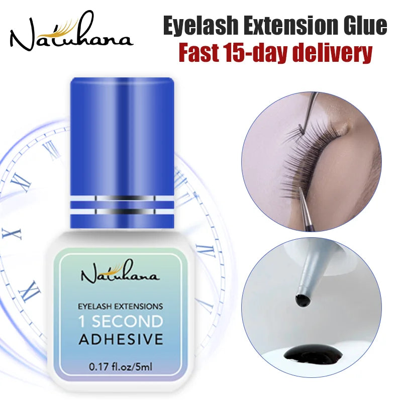 NATUHANA  Eyelash Extension Glue 2-3s Fast Dry Non Odor No Simulation Individual Strong False Lashes Glue Adhesive Makeup Tools