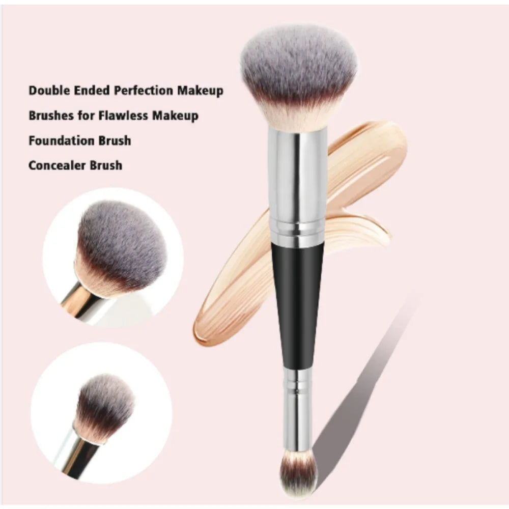 Double Head Professional Makeup Brushes 2 In 1 Foundation Brush Concealer Highlighter Powder Blush Brush Beauty Make Up Tools