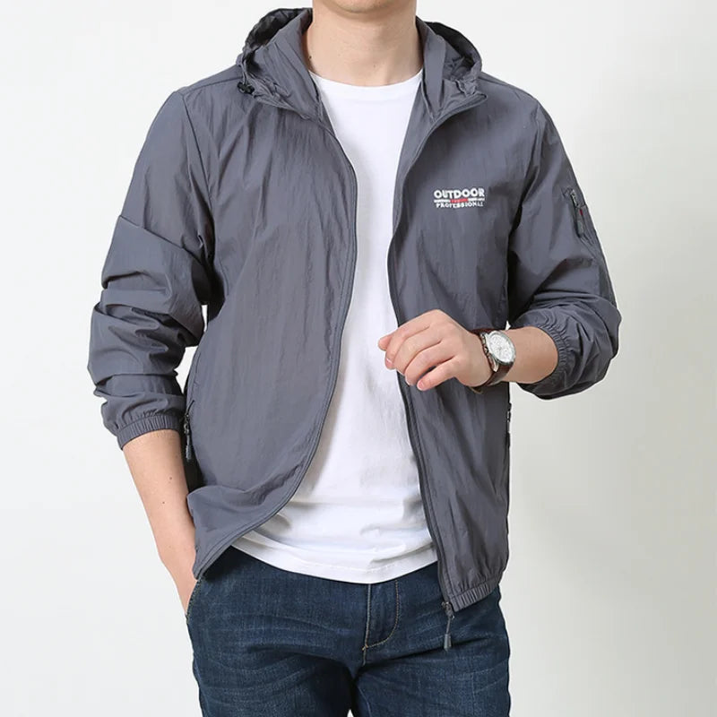 Men Sun Protection Clothing Summer New Outdoor Windbreaker Jacket Solid Zipper Breathable UV Resistant Quick Dry Skin Coats 2023