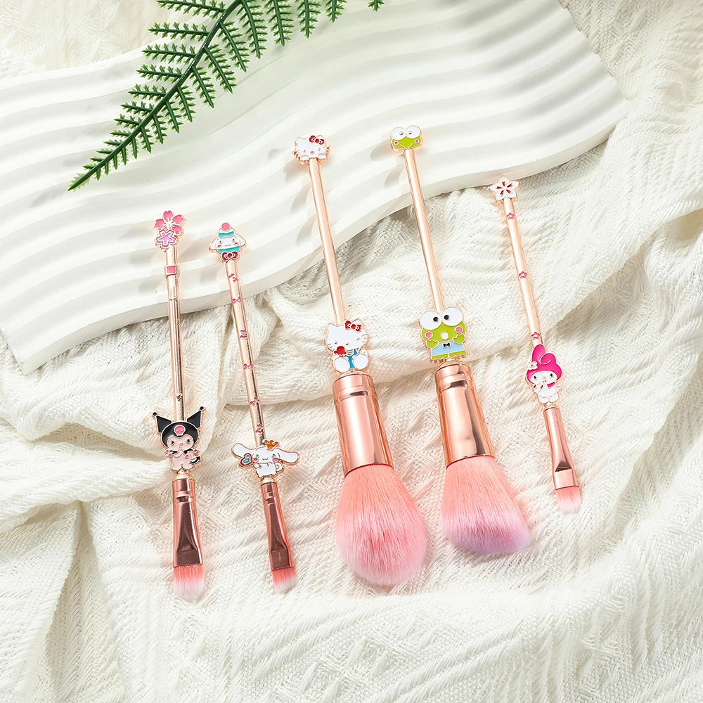 5pcs/set Sanrio Hello Kitty Makeup Brush Cute Kuromi Soft Fluffy for Women's Cosmetic Makeup Foundation Eyeshadow Brush