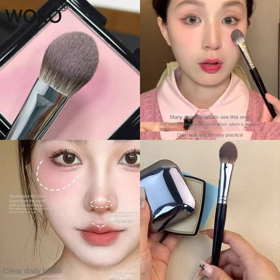 Peach Heart Blusher Brush Powder Blush Cream Liquid Blush Makeup Brushes Flat Small Precise Blush Brush Makeup Tools