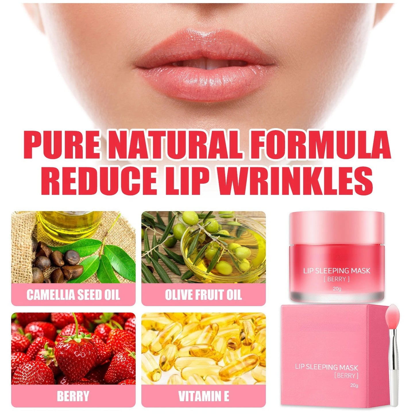 Berry Lip Sleeping Mask  Exfoliating Plump Nourish Moisturizing Night Sleep Balm Oil Anti-chapped Fade Lips Lines Lip Care