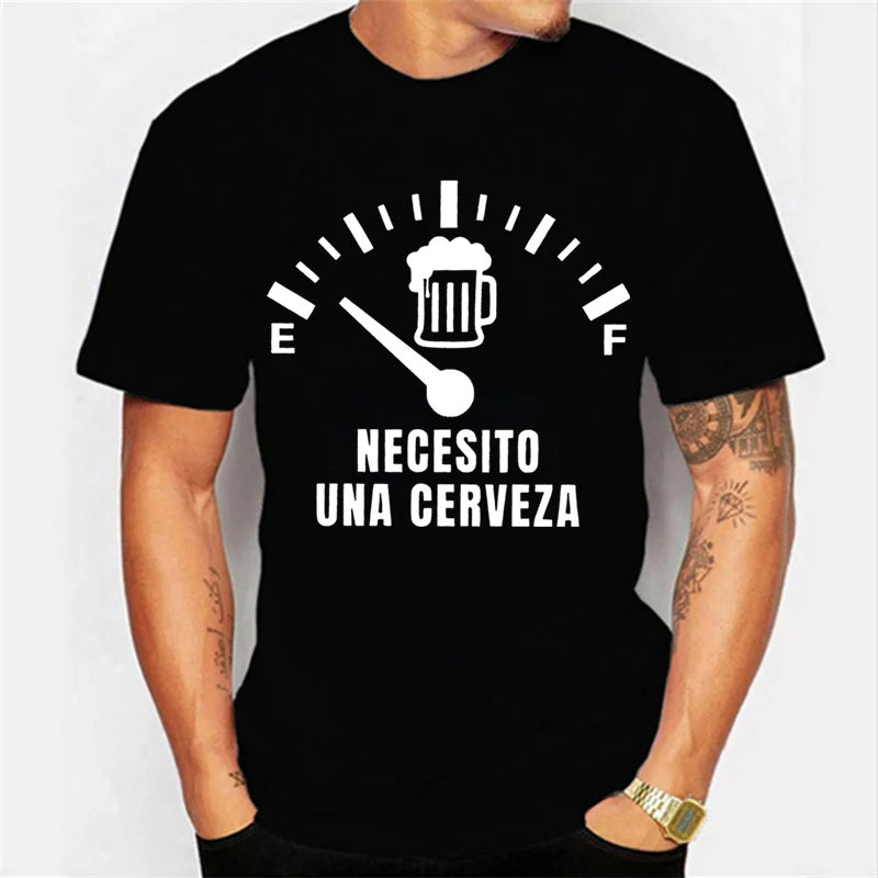 Men's Street T-shirt Necesito Una Cerveza Print Luminous Tops Tees Summer T Shirt Oversized Tee Shirt for Men Tshirt Clothing