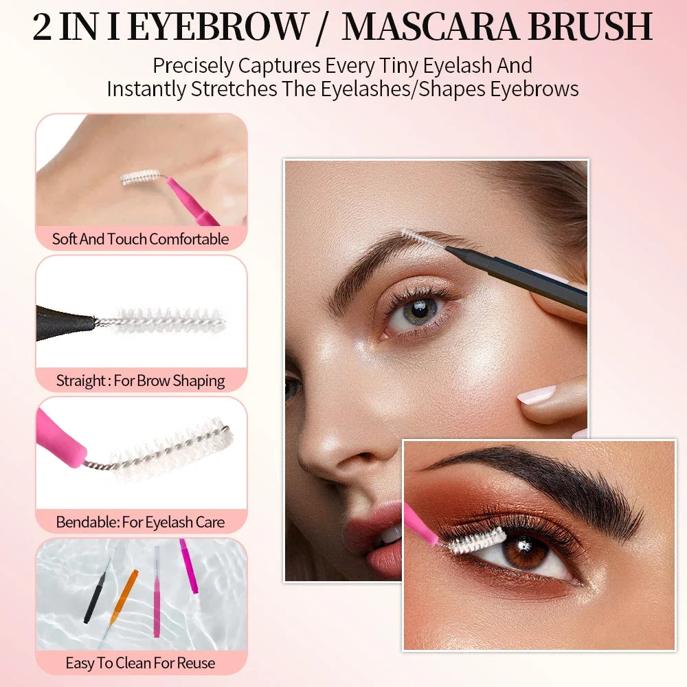 20Pcs Mini Eyebrow Brush Brow Perm Brush Disposable Brow Lifting Brushes Bendable Micro Eyelash Brush Applicators Makeup Tools