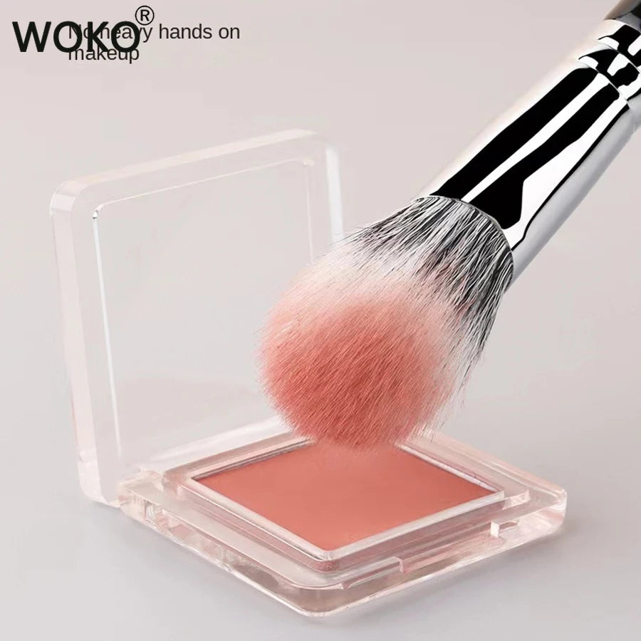 Stippling Blusher Brush Angled Goat Hair Powder Blush Stippling Makeup Brush Cheeks Blush Powder Liquid Cream Blush Makeup Tool