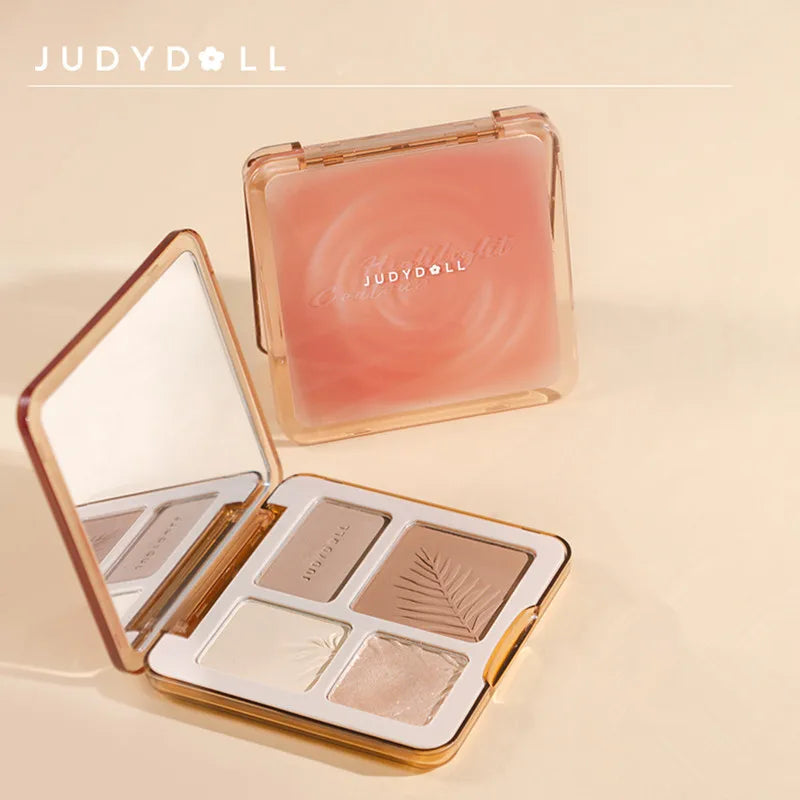 Judydoll Facial Highlighter Makeup Palette Face Lasting Glow Brighten Contour Shimmer Matte Powder 3D Nose Shadow Cosmetics