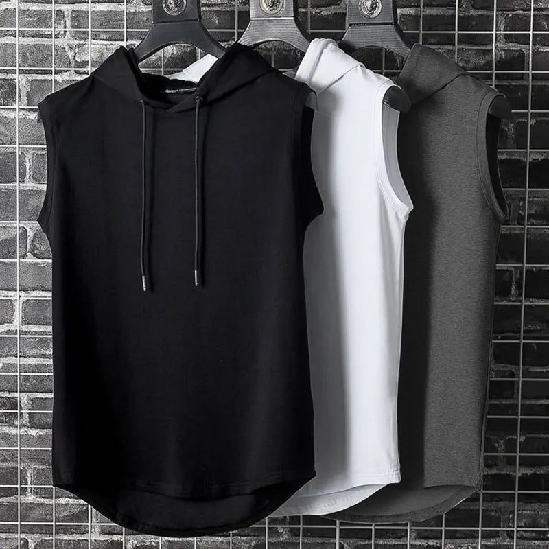 Summer Men Clothing Tank Tops Plus Size Sweatshirt Sleeveless Tops Hoodie Vest Workout Fitness Mens T Shirt Workout Hip Hop Vest