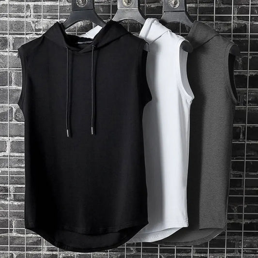 Summer Men Clothing Tank Tops Plus Size Sweatshirt Sleeveless Tops Hoodie Vest Workout Fitness Mens T Shirt Workout Hip Hop Vest