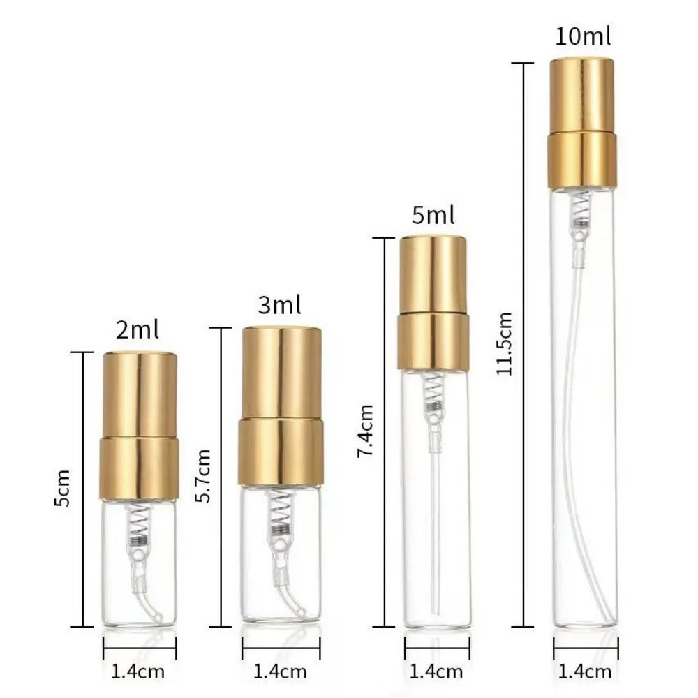 20Pcs 2ML/3ML/5ML/10ML Refillable Portable Glass Perfume Bottle Empty Cosmetics Bottle Sample Test Tube Travel Cosmetic Tool