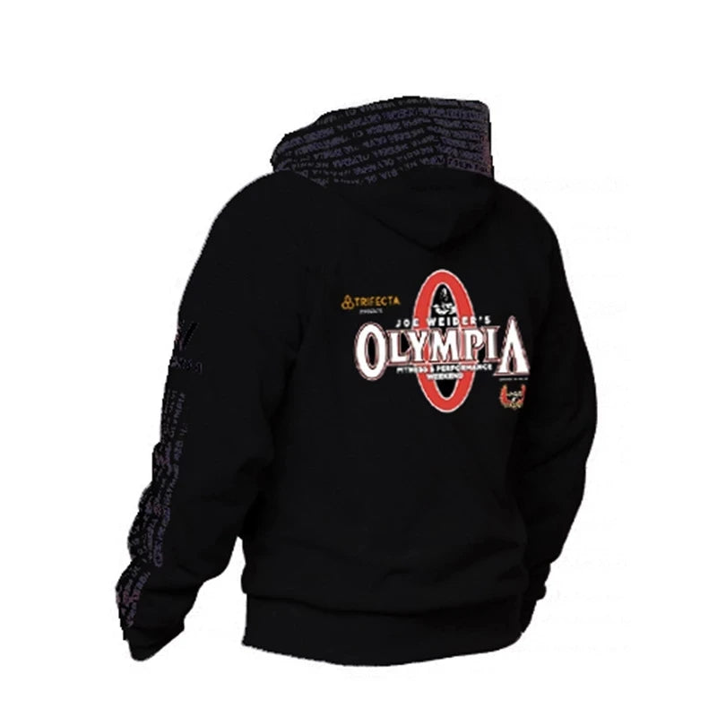 2023 New OLYMPIA Men Gyms Hoodies Gyms Fitness Bodybuilding Sweatshirt Pullover Sportswear Male Workout Hooded Jacket Clothing