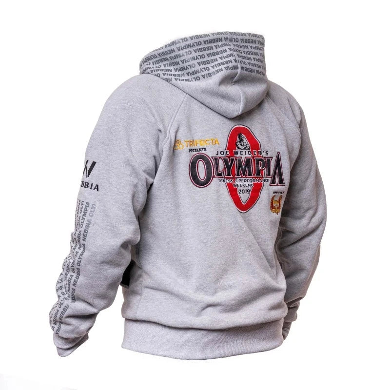 2023 New OLYMPIA Men Gyms Hoodies Gyms Fitness Bodybuilding Sweatshirt Pullover Sportswear Male Workout Hooded Jacket Clothing