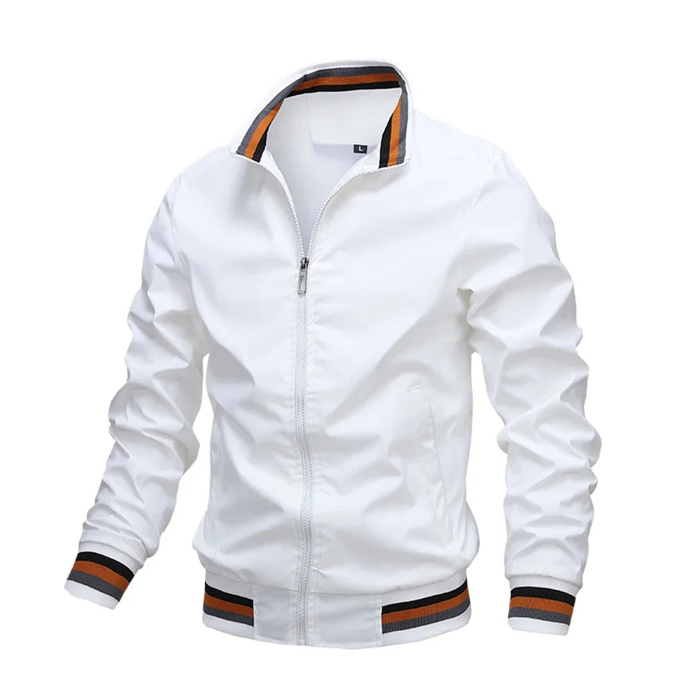 Men Windbreaker Jacket White Casual Jacket Fashion Men Outdoor Waterproof Sports Coat Spring Summer Bomber jacket Men Clothing