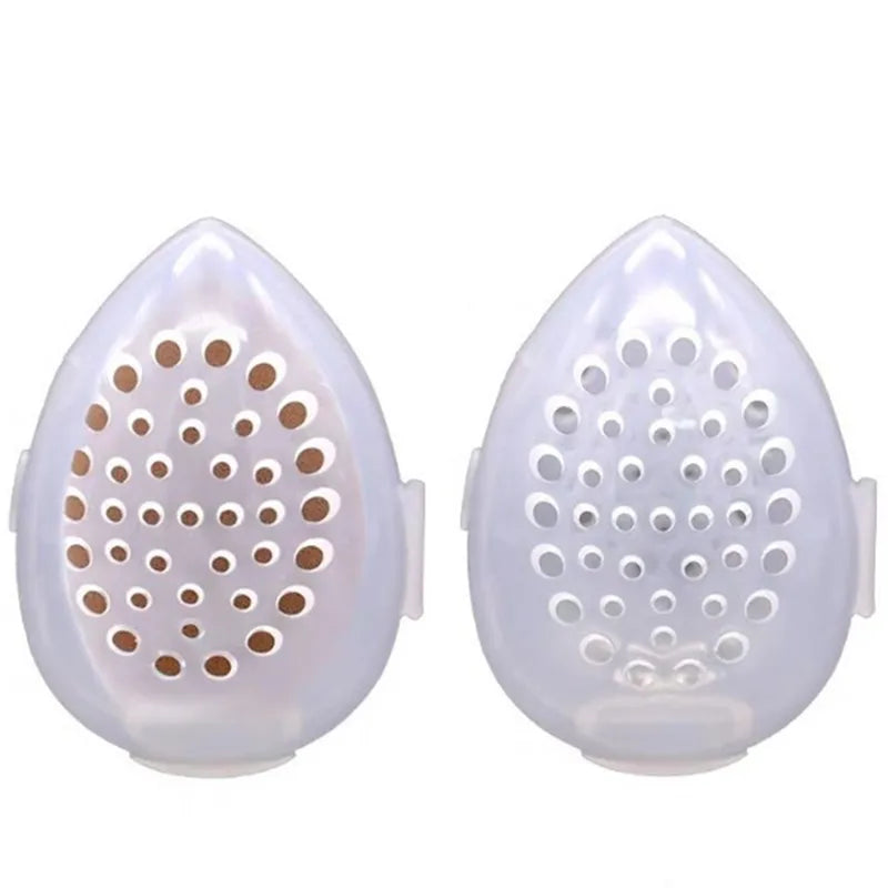 1pc Empty Transparent Puffs Drying Box Storage Case Portable Sponge Stand Cosmetic Egg Shaped Rack Makeup Puff Holder