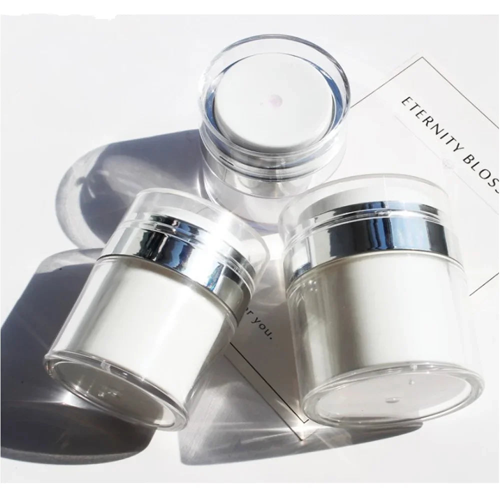 15/30/50g Empty Airless Pump Jar Refillable Acrylic Cream Bottle Vacuum Bottle Portable Size Container of Makeup Lotion Cosmetic