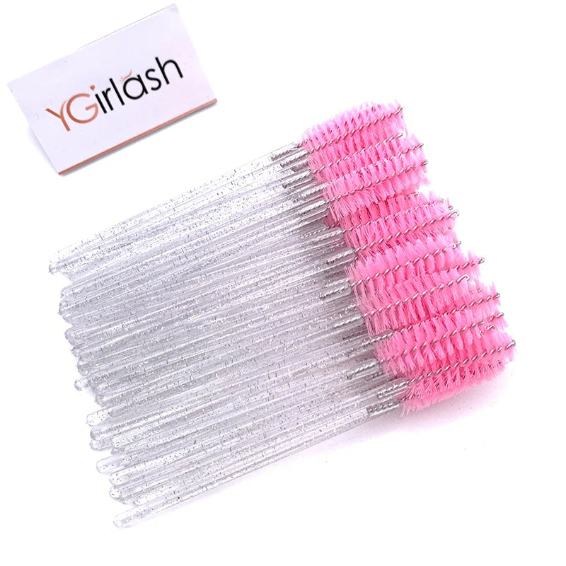 YGirlash Wholesale Good Quality Disposable 50 PCS/Pack Crystal Eyelash Makeup Brush Mascara Wands Lash Extension Tools