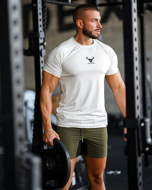 New style Men's Thin Short Sleeve Ice Silk  Summer Gym exercise T shirt  Slim O-neck Bottoming Fashion Men Clothing Tops