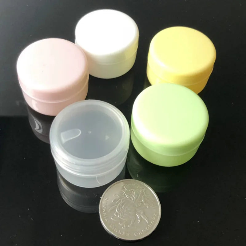 10pcs/set 10g Refillable Bottles Plastic Empty Makeup Jar Pot Travel Face Cream Lotion Cosmetic Container 5 Colors Bead Storage