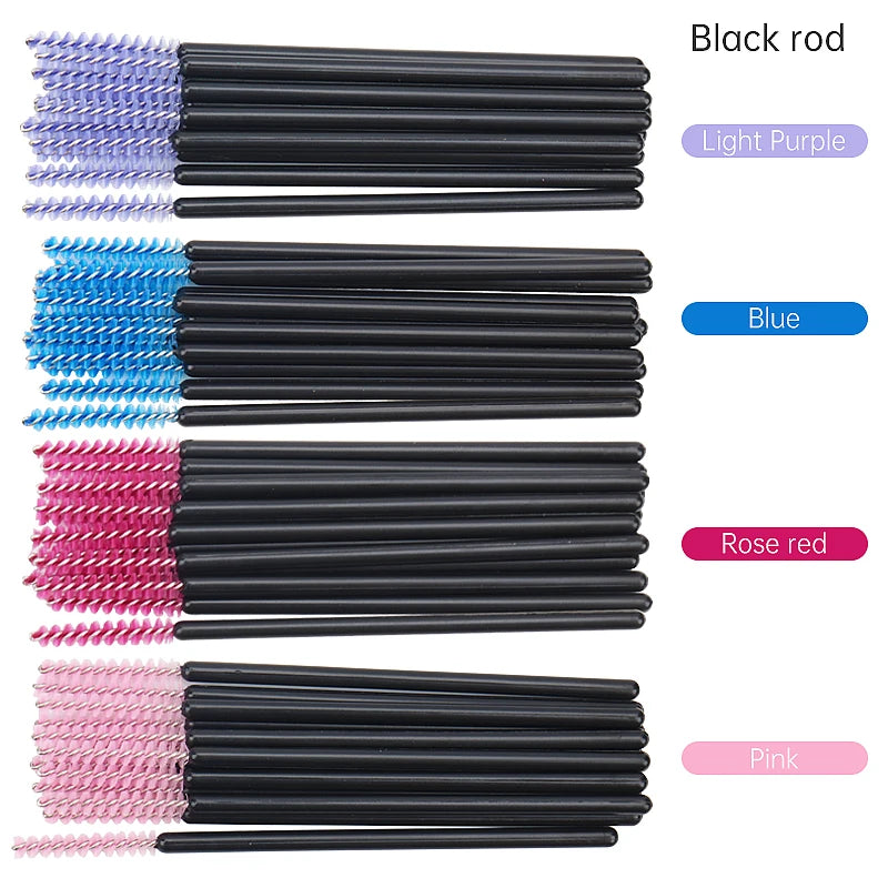 NEW 50Pcs Makeup Eyelash Brushes Disposable Crystal Eyebrow brush Diamond Handle Mascara Wand Applicator Lashes Extension Tools